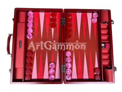 Beech wood Travel Backgammon Set Red