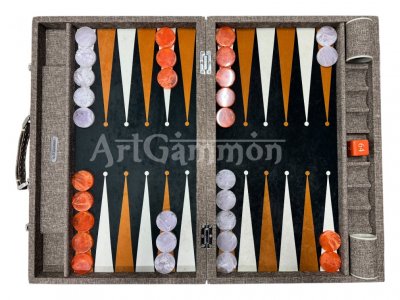 Cream Textile Look Backgammon Set