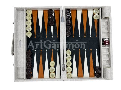 White Textile Look Backgammon Set