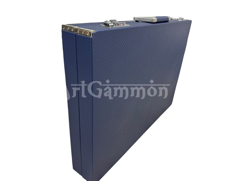 Navy Blue Carbonfiber Look Backgammon Set