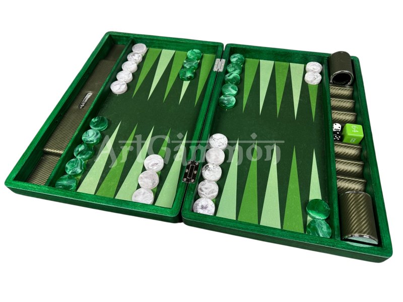 Beech wood Travel Backgammon Set Green