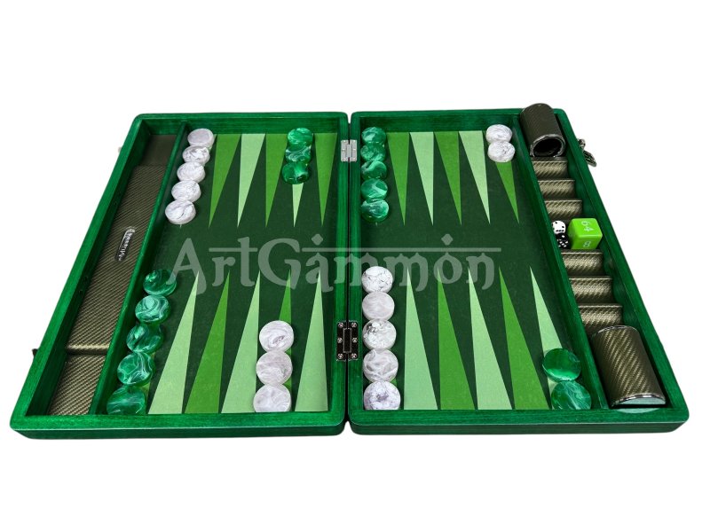 Beech wood Travel Backgammon Set Green