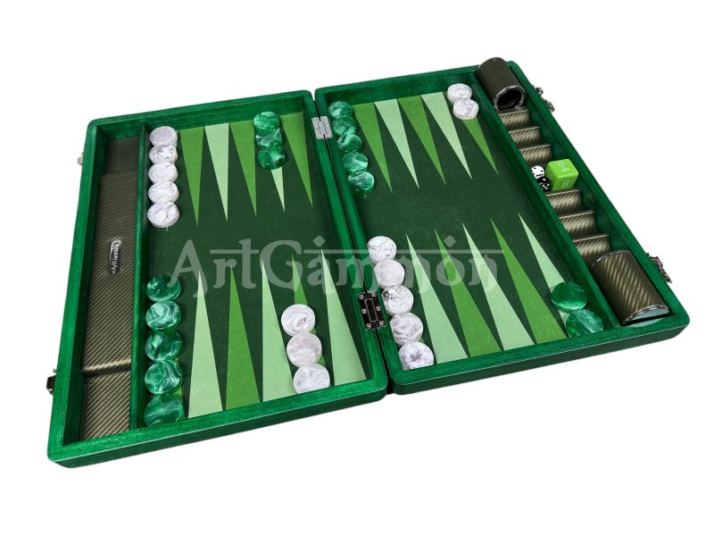 Beech wood Travel Backgammon Set Green