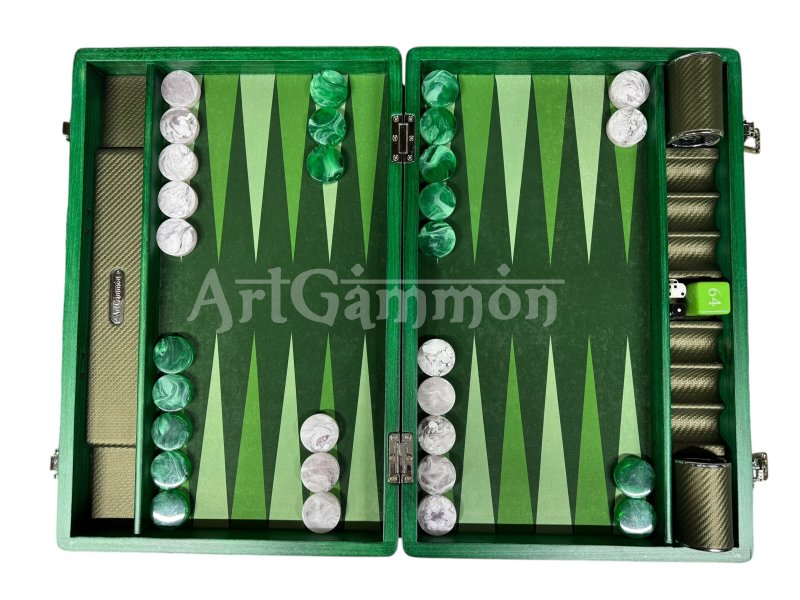 Beech wood Travel Backgammon Set Green