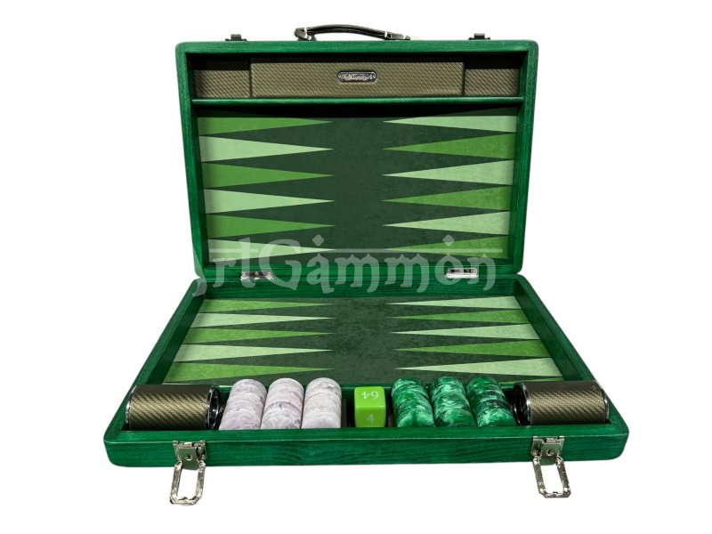 Beech wood Travel Backgammon Set Green