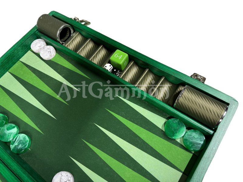 Beech wood Travel Backgammon Set Green